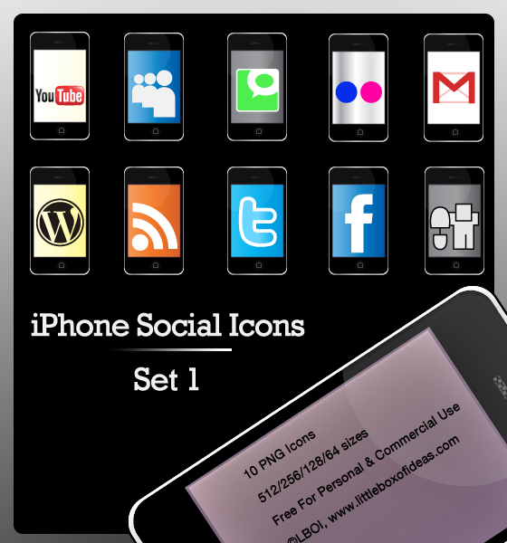 Free iPhone Social Bookmarking Icon Set For Serious Addicts
